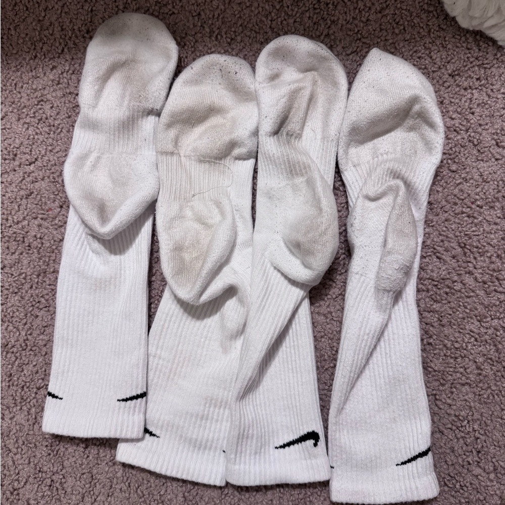 2 Pairs Nike Dri-Fit Crew White Men's Socks Large 8-12